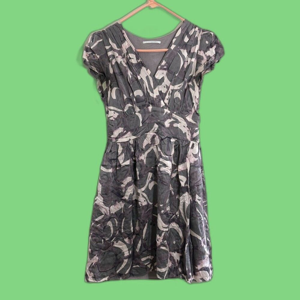 Picci Morra capped sleeve v-neck silk blend dress